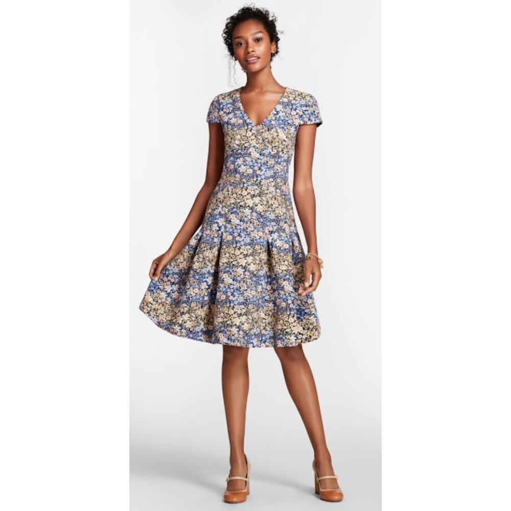 Brooks Brothers Floral Knee Length Dress in Blue & Yellow Floral Size 14